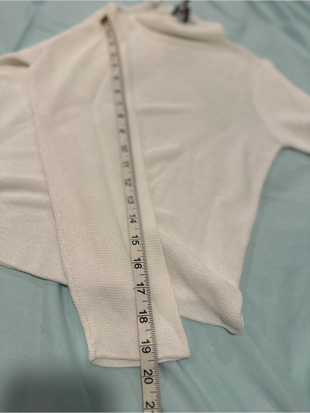 Eileen Fisher Sz: M Petite White Woven Italian Yarn 3/4 Sleeve Mock Neck Top. - Picture 5 of 11